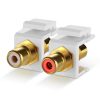 TNP RCA Keystone Jack Insert Connector Socket Modular Adapter Snap In Female 2RCA Port Gold Plated Inline Coupler For Wall Plate Outlet Panel Mount, 2 Channel Audio Red + White