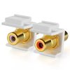 TNP RCA Keystone Jack Insert Connector Socket Modular Adapter Snap In Female 2RCA Port Gold Plated Inline Coupler For Wall Plate Outlet Panel Mount, 2 Channel Audio Red + White - Image 3