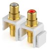 TNP RCA Keystone Jack Insert Connector Socket Modular Adapter Snap In Female 2RCA Port Gold Plated Inline Coupler For Wall Plate Outlet Panel Mount, 2 Channel Audio Red + White - Image 4