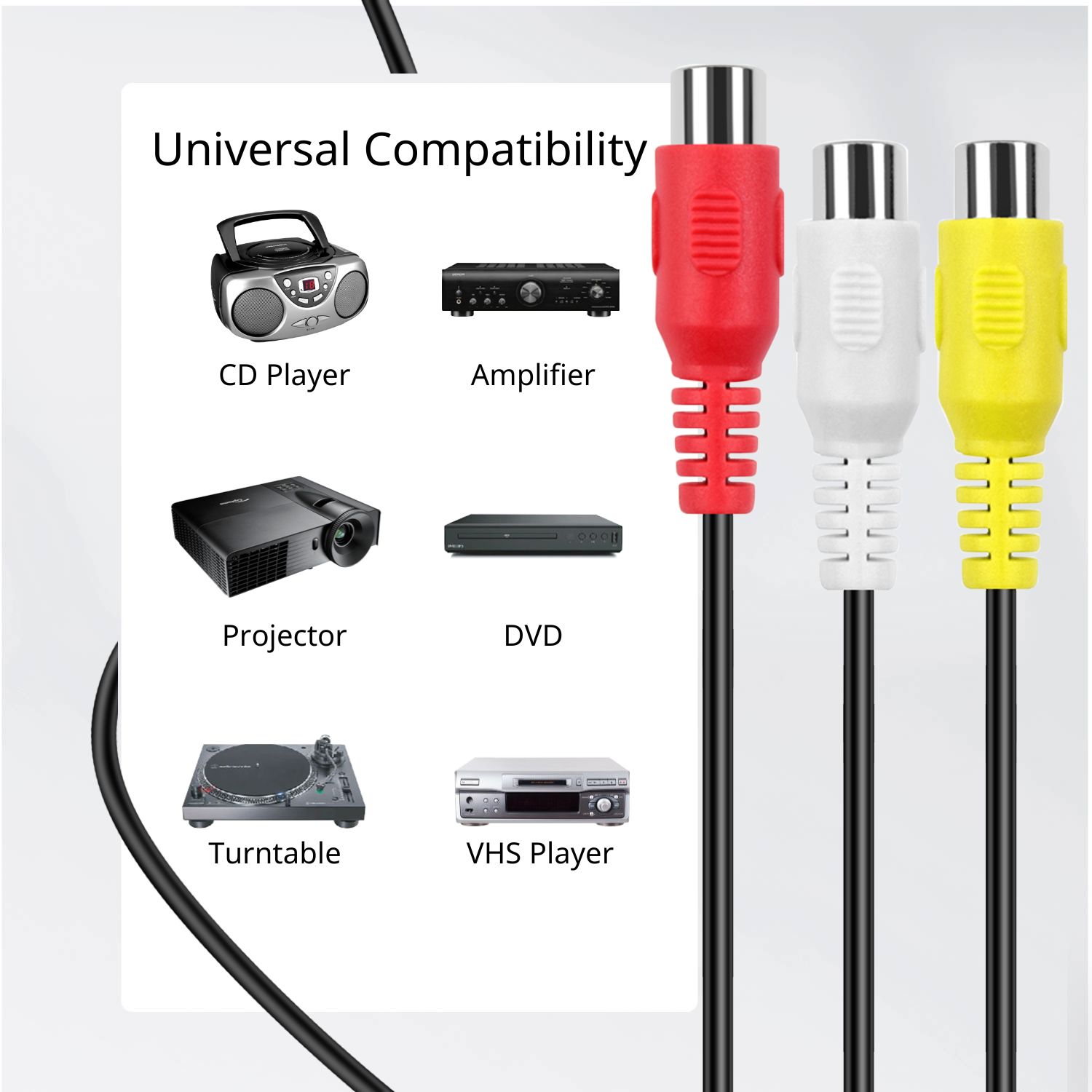 thumbnail interactive-video image 1 of TNP RCA Piggyback Extension Cable (12 Feet) 2RCA Audio Extender Adapter... 1 of 10