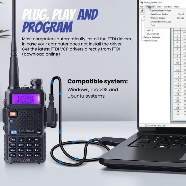 TNP FTDI Programming Cable for Baofeng, Kenwood Radios (3 FT) - Easy Setup Universal USB Chirp Programming Cable Compatible with UV-5R, UV-82HP, 5RM, 5RX, K5PLUS, BF-F8HP, BF-888S, TK3107 and More - Image 3