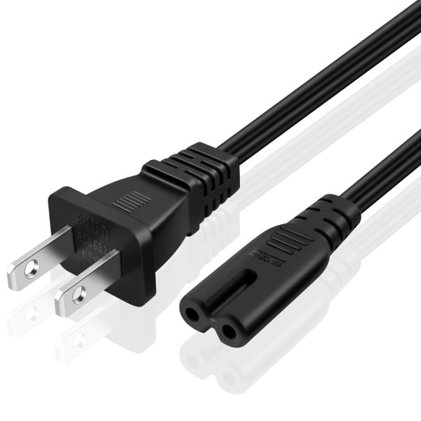 TNP 2 Prong Power Cord NEMA 1-15P to IEC320 C7 Power Cable Replacement for PS5 & PS4, Power Cord for Xbox Series S/X, Xbox One S/X, Printers, Soundbar LG, Samsung, TCL, Apple TV, 1 ft, Black