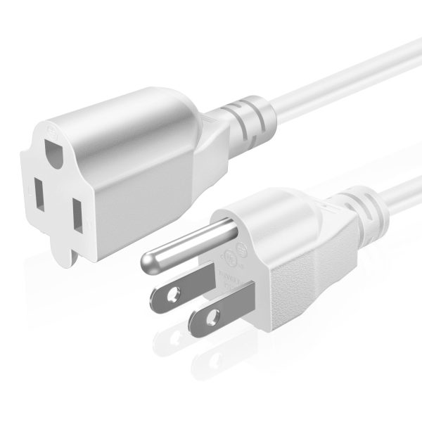 TNP Universal Power Extension Cord Cable Strip (10FT) - 3 Prong Extension Cord for Outdoor & Indoor - Three Prong AC Power Extender Cable Wire Connector NEMA 5-15R to NEMA 5-15P, White