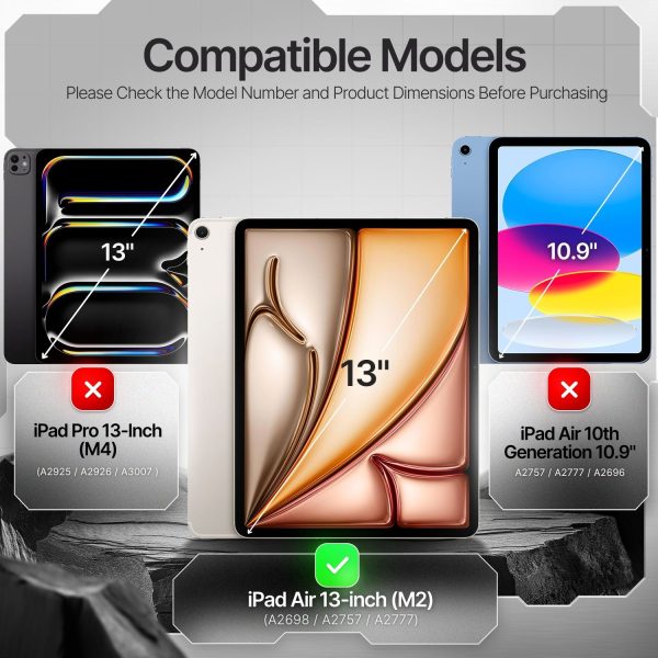 TNP Protective Case for iPad Air 13 Inch M2 6th 2024 & iPad Pro 12.9" 6th/5th/4th/3rd Gen (2022 2021 2020 2018) - Shockproof Cover w/ Pencil Holder, Handle, Adjustable Stand & Shoulder Strap, Red - Image 2