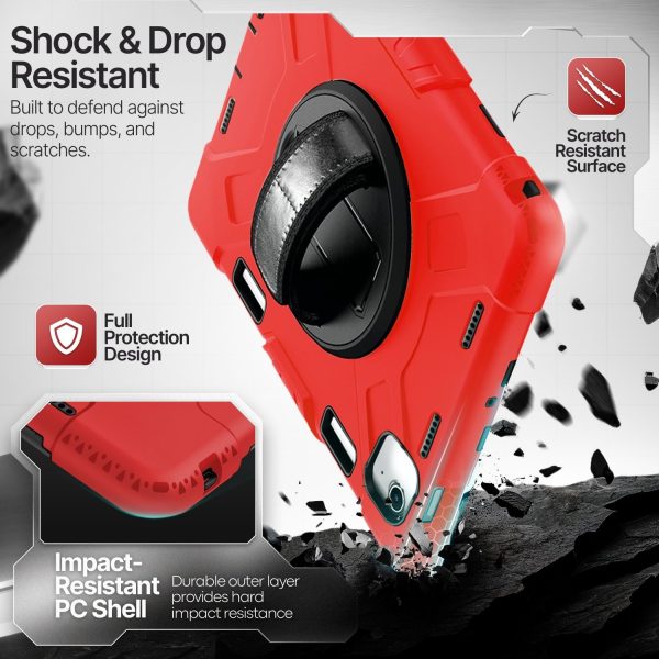TNP Protective Case for iPad Air 13 Inch M2 6th 2024 & iPad Pro 12.9" 6th/5th/4th/3rd Gen (2022 2021 2020 2018) - Shockproof Cover w/ Pencil Holder, Handle, Adjustable Stand & Shoulder Strap, Red - Image 3
