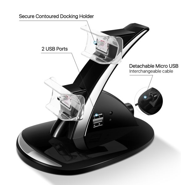 TNP Compatible with PS3 Controller Charger Stand for Sony Playstation 3 Controller compatible with Dualshock 3 Charging, 2 Tier Docking Station Stand and 2 USB PS3 Cable ports with LED Indicators - Image 5