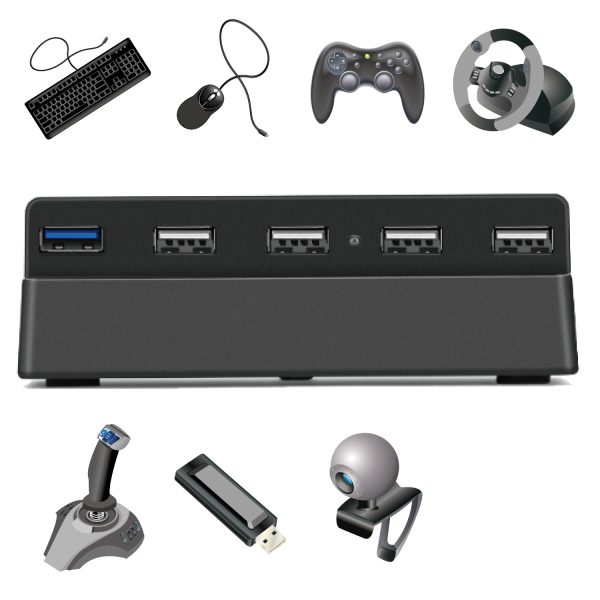 TNP 5 Port USB Hub for PS4 Slim Edition - USB 3.0 / 2.0 High Speed Extender Adapter Accessories Expansion Hub Connector Splitter Expander for PlayStation 4 Slim Gaming Console (For PS4 Slim ONLY) - Image 3