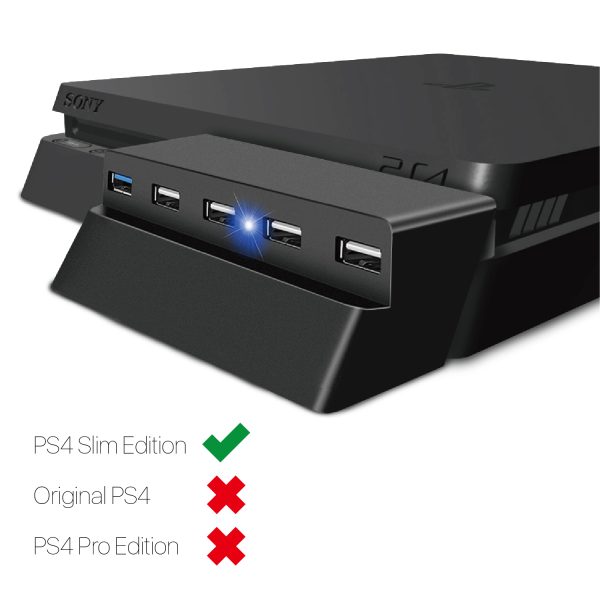 TNP 5 Port USB Hub for PS4 Slim Edition - USB 3.0 / 2.0 High Speed Extender Adapter Accessories Expansion Hub Connector Splitter Expander for PlayStation 4 Slim Gaming Console (For PS4 Slim ONLY) - Image 7