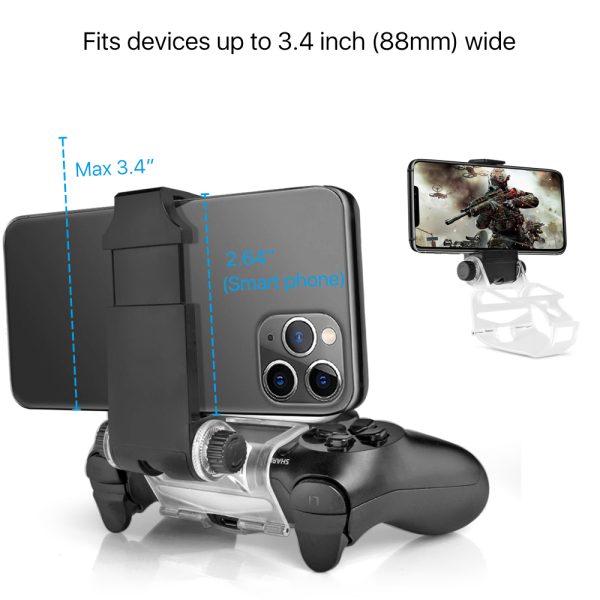 TNP PS4 Controller Phone Clip Holder Clamp Mount Bracket for compatible with PlayStation 4 PS4 Dual Shock Wireless Controller [for Playstation 4] for iPhone 11 Pro, 11 Pro Max, 11, Xs, Xs Max, X, 8 - Image 3
