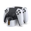 TNP for PS5 Controller Charger Station - Dual Fast Charging Dock Stand for PlayStation 5 & DualSense Edge Wireless Controllers with LED Light Indicators, USB-C Cable, White
