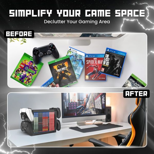 TNP Games Storage Tower (Up to 15 CD Disc) For PS5 Game Disk Rack and Controller Stand Holder For Xbox Series X/Nintendo Switch/PS4 Controller Stand Holder Can hold up to 4 controller - Image 7