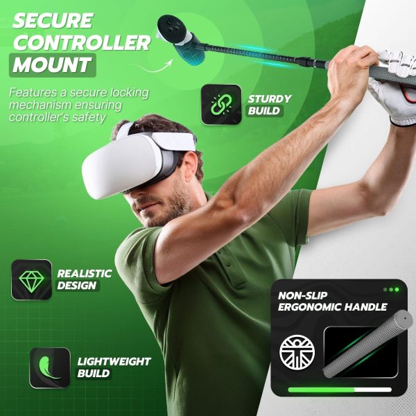 TNP VR Golf Club Attachment for Meta Quest 3,3s, 2, Pro - VR Golf Club Handle Compatible with Oculus Quest 3, 3s, 2, Pro - Adjustable, Non-Slip Design with Precision Tracking - Image 2