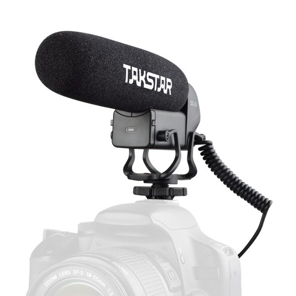 Takstar SGC-600 Shotgun Microphone, Camera Microphone for iPhone Smartphone, Nikon Canon Sony DSLR Camcorder Professional Video Microphone with Windscreen, Shock Mount, 3.5mm Stereo Audio Jack