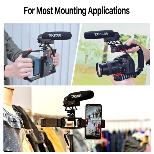 Takstar SGC-600 Shotgun Microphone, Camera Microphone for iPhone Smartphone, Nikon Canon Sony DSLR Camcorder Professional Video Microphone with Windscreen, Shock Mount, 3.5mm Stereo Audio Jack - Image 6