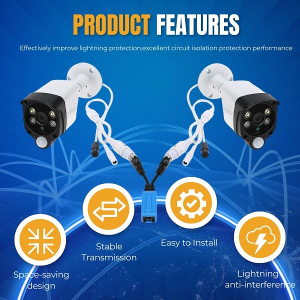 TNP RJ45 Ethernet Cable Combiner / Splitter Kit (1 Pair) - 2 Male to 1 Female POE Data Adapter LAN Ethernet Network Extender Y Splitter Cat5 Cat5e Cat6 UPOE Cable for Surveillance Security Monitoring - Image 3