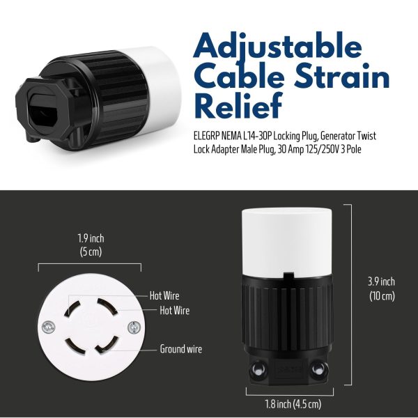 TNP NEMA L14 30 Female Plug 4 Prong Plug Lock Socket, 30 Amp Twistlock Receptacle Adapter 125/250V 3 Pole 4 Wire Grounding Industrial Grade for Generator, Transfer Switches, RV Trailer - Image 7