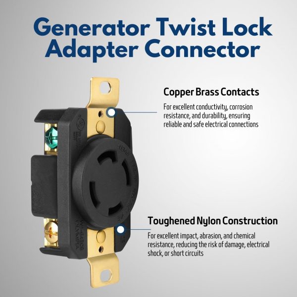 TNP NEMA L14 30 Female Plug 4 Prong Plug Lock Socket, 30 Amp Twistlock Receptacle Adapter 125/250V 3 Pole 4 Wire Grounding Industrial Grade for Generator, Transfer Switches, RV Trailer - Image 3