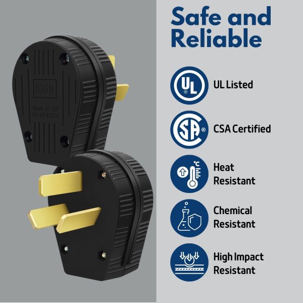 TNP Nema 10-50 50 Amp Male Plug Replacement 30/50A 125/250V UL Listed Angle Connector Adapter for Heavy Duty Dryer Plug, Ranger, and Welder Replacement Outlet - Image 2