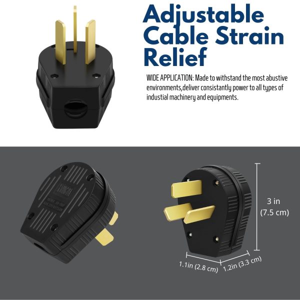 TNP Nema 10-50 50 Amp Male Plug Replacement 30/50A 125/250V UL Listed Angle Connector Adapter for Heavy Duty Dryer Plug, Ranger, and Welder Replacement Outlet - Image 4