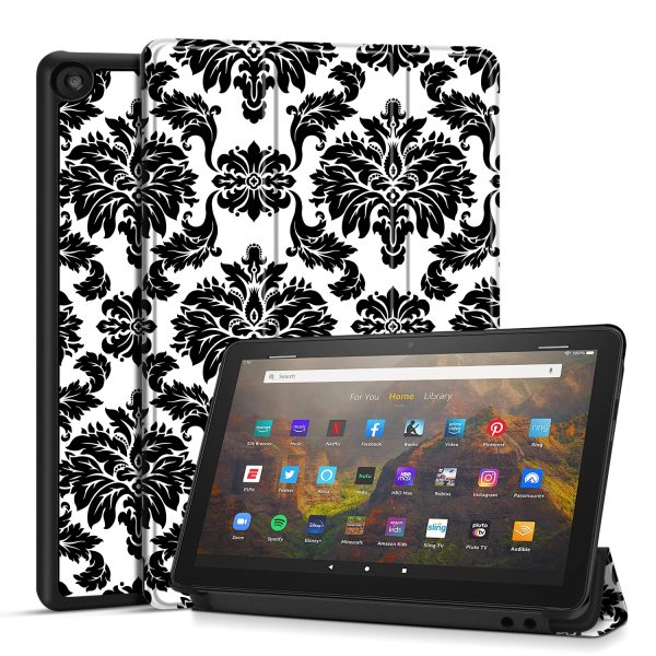 TNP Fire HD 10 Case Cover For Amazon Kindle Fire 10 2021 / Fire Hd 10 Plus Tablet 11th Generation 2021 Release, Auto Sleep Wake Trifold Folding Stand for Fire HD 11 Tablet, Black Floral