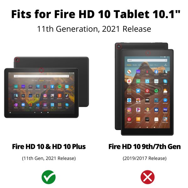 TNP Fire HD 10 Case Cover For Amazon Kindle Fire 10 2021 / Fire Hd 10 Plus Tablet 11th Generation 2021 Release, Auto Sleep Wake Trifold Folding Stand for Fire HD 11 Tablet, Black Floral - Image 2
