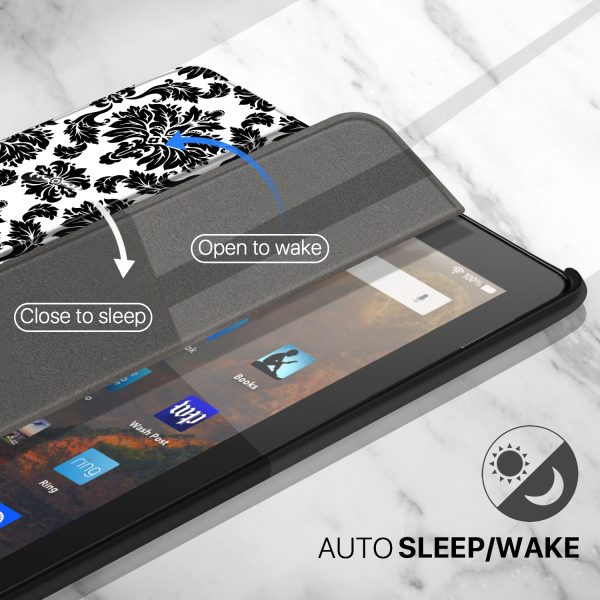 TNP Fire HD 10 Case Cover For Amazon Kindle Fire 10 2021 / Fire Hd 10 Plus Tablet 11th Generation 2021 Release, Auto Sleep Wake Trifold Folding Stand for Fire HD 11 Tablet, Black Floral - Image 4