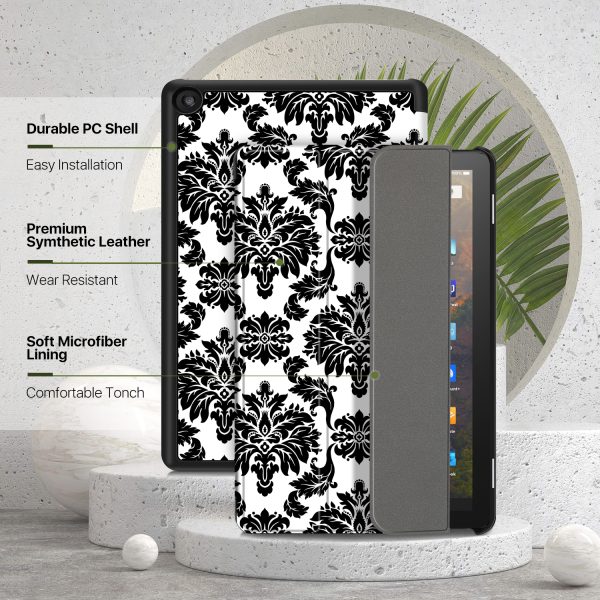 TNP Fire HD 10 Case Cover For Amazon Kindle Fire 10 2021 / Fire Hd 10 Plus Tablet 11th Generation 2021 Release, Auto Sleep Wake Trifold Folding Stand for Fire HD 11 Tablet, Black Floral - Image 5