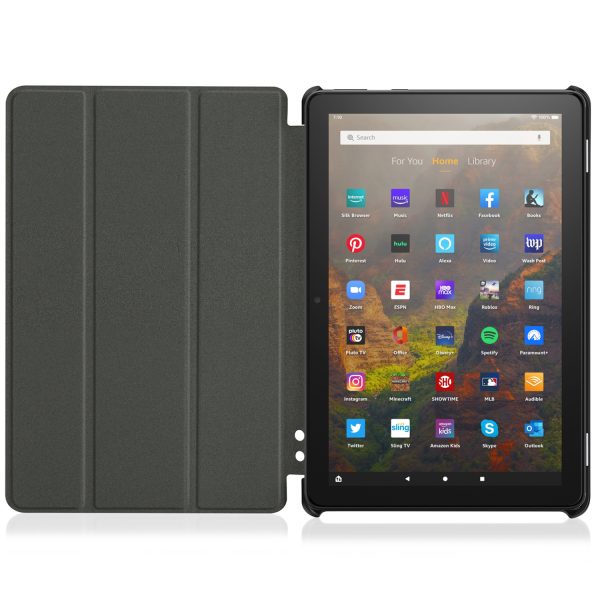 TNP Fire HD 10 Case Cover For Amazon Kindle Fire 10 2021 / Fire Hd 10 Plus Tablet 11th Generation 2021 Release, Auto Sleep Wake Trifold Folding Stand for Fire HD 11 Tablet, Black Floral - Image 7