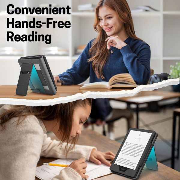 TNP Stand Case for Kindle Paperwhite 12th Generation 2024 / Kindle Colorsoft Signature Edition with Hand Strap & Card Slot - 7" PU Leather Protective Folio Cover with Auto Wake/Sleep, Black - Image 7