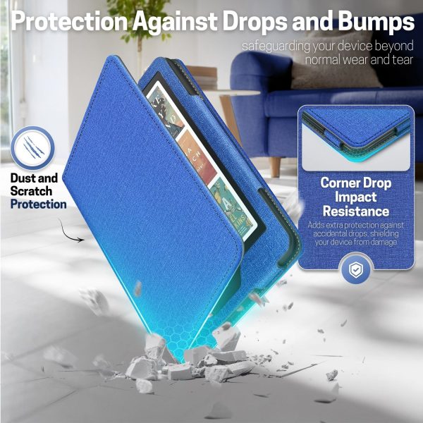 TNP Stand Case for Kindle Paperwhite 12th Generation 2024 / Kindle Colorsoft Signature Edition with Hand Strap & Card Slot - 7" PU Leather Protective Folio Cover with Auto Wake/Sleep, Blue - Image 5