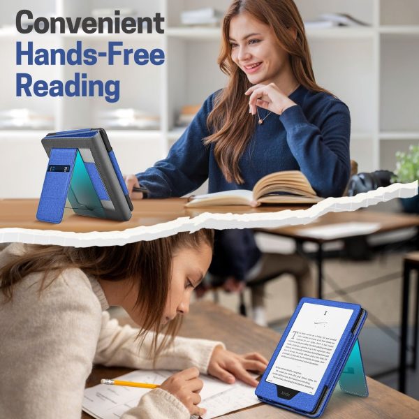 TNP Stand Case for Kindle Paperwhite 12th Generation 2024 / Kindle Colorsoft Signature Edition with Hand Strap & Card Slot - 7" PU Leather Protective Folio Cover with Auto Wake/Sleep, Blue - Image 7