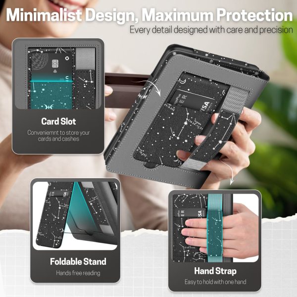 TNP Stand Case for Kindle Paperwhite 12th Generation 2024 / Kindle Colorsoft Signature Edition with Hand Strap & Card Slot - 7" PU Leather Protective Folio Cover with Auto Wake/Sleep, Constellation - Image 3