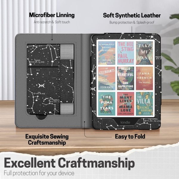 TNP Stand Case for Kindle Paperwhite 12th Generation 2024 / Kindle Colorsoft Signature Edition with Hand Strap & Card Slot - 7" PU Leather Protective Folio Cover with Auto Wake/Sleep, Constellation - Image 6
