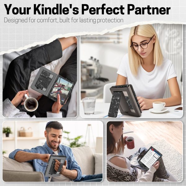 TNP Stand Case for Kindle Paperwhite 12th Generation 2024 / Kindle Colorsoft Signature Edition with Hand Strap & Card Slot - 7" PU Leather Protective Folio Cover with Auto Wake/Sleep, Constellation - Image 9