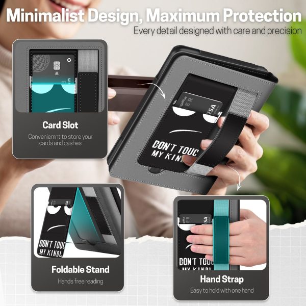 TNP Stand Case for Kindle Paperwhite 12th Generation 2024 / Kindle Colorsoft Signature Edition with Hand Strap & Card Slot - 7" PU Leather Protective Folio Cover with Auto Wake/Sleep, Don't Touch - Image 3