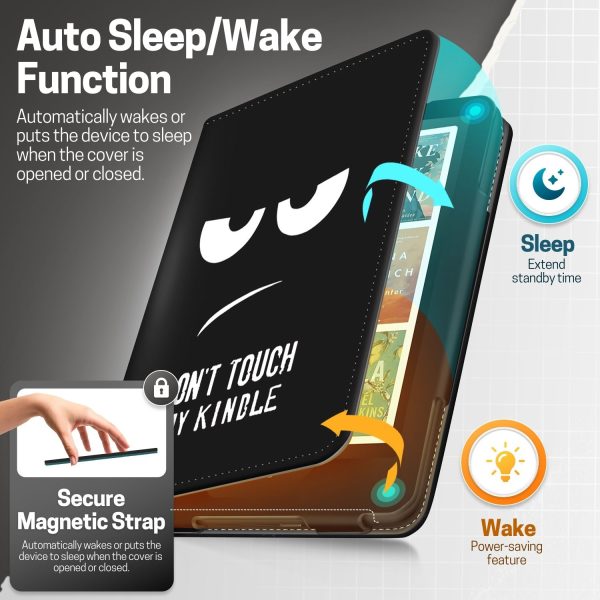 TNP Stand Case for Kindle Paperwhite 12th Generation 2024 / Kindle Colorsoft Signature Edition with Hand Strap & Card Slot - 7" PU Leather Protective Folio Cover with Auto Wake/Sleep, Don't Touch - Image 4