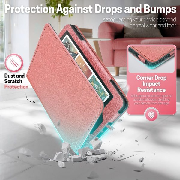 TNP Stand Case for Kindle Paperwhite 12th Generation 2024 / Kindle Colorsoft Signature Edition with Hand Strap & Card Slot - 7" PU Leather Protective Folio Cover with Auto Wake/Sleep, Pink - Image 5