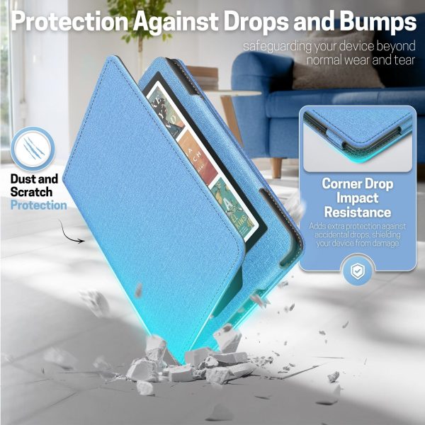 TNP Stand Case for Kindle Paperwhite 12th Generation 2024 / Kindle Colorsoft Signature Edition with Hand Strap & Card Slot - 7" PU Leather Protective Folio Cover with Auto Wake/Sleep, Light Blue - Image 5