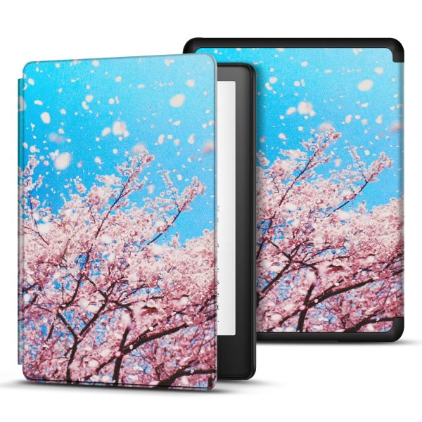 TNP Case for 6.8" Kindle Paperwhite 11th Generation 2021 / Kindle Paperwhite Signature Edition, PU Leather Cover, Protective Sleeve Folio Case for Kindle E-Reader with Auto Sleep/Wake, Cherry Blossom - Image 3