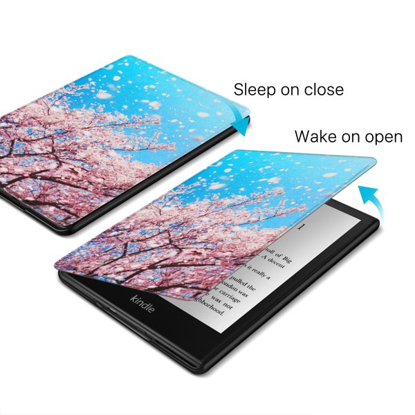 TNP Case for 6.8" Kindle Paperwhite 11th Generation 2021 / Kindle Paperwhite Signature Edition, PU Leather Cover, Protective Sleeve Folio Case for Kindle E-Reader with Auto Sleep/Wake, Cherry Blossom - Image 4