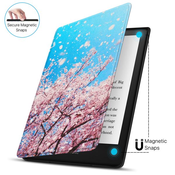 TNP Case for 6.8" Kindle Paperwhite 11th Generation 2021 / Kindle Paperwhite Signature Edition, PU Leather Cover, Protective Sleeve Folio Case for Kindle E-Reader with Auto Sleep/Wake, Cherry Blossom - Image 5