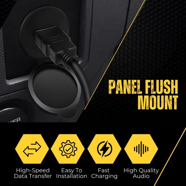 TNP USB Flush Mount Cable w/ Buckle- Dashboard Panel Dash Mount 1 Port USB Socket Plug Jack Connector Extension Wire Cord Water Resistant Male to Female (1.8M / 6FT) - Image 7