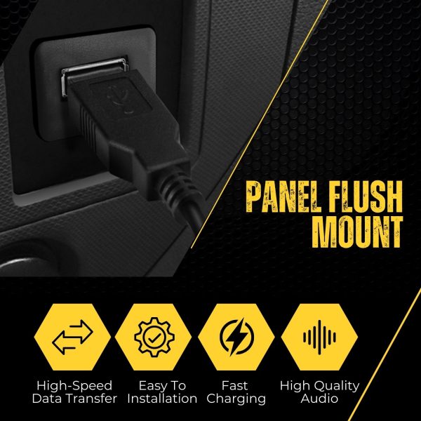 TNP USB Flush Mount Cable w/ Buckle (Square)- Dashboard Panel Dash Mount 1 Port USB Socket Plug Jack Connector Extension Wire Cord Water Resistant Male to Female (1.8M / 6FT) - Image 5