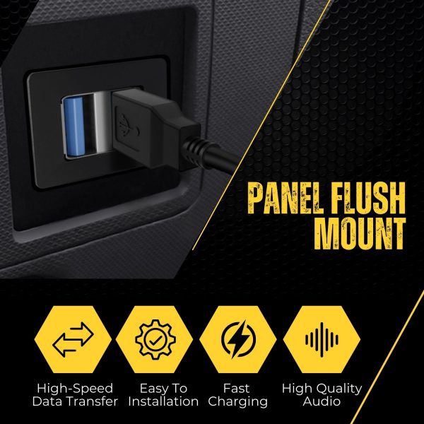 TNP Dual USB 3.0 Flush Mount Cable w/ Buckle (Square)- Dashboard Panel Dash Mount 2 Ports Dual USB Socket Plug Jack Connector Extension Wire Cord Water Resistant Male to Female (1M / 3FT) - Image 5