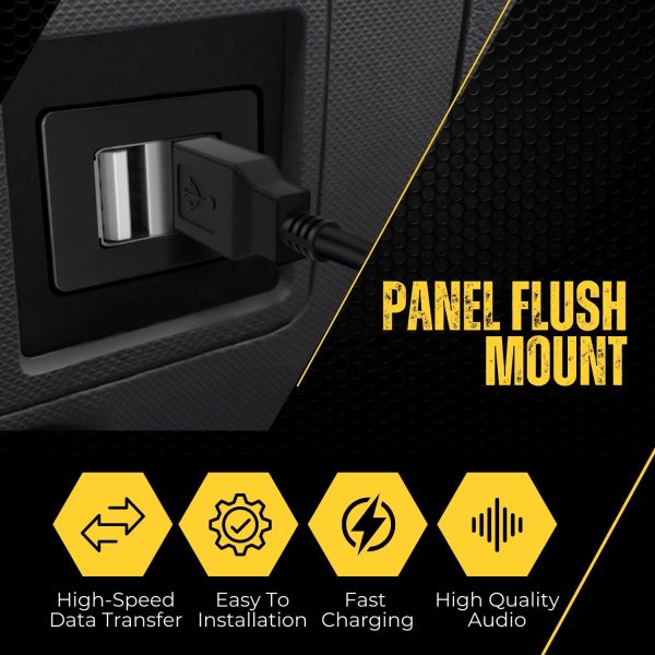 TNP Dual USB Flush Mount Cable w/ Buckle (Square)- Dashboard Panel Dash Mount 2 Ports Dual USB Socket Plug Jack Connector Extension Wire Cord Water Resistant Male to Female (1.8M / 6FT) - Image 5