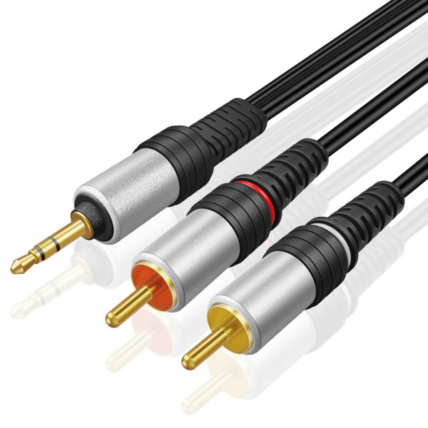 TNP 3.5mm to RCA Audio Cable - 6 Feet Gold Plated HiFi Sound Aux to RCA Cable   Male to Male Stereo Audio Adapter Cable - 1/8 to RCA Stereo Cable for Smartphones, TV, Car Audio, Stereo Sound System