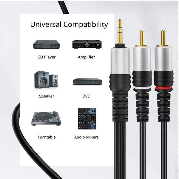 TNP 3.5mm to RCA Audio Cable - 6 Feet Gold Plated HiFi Sound Aux to RCA Cable   Male to Male Stereo Audio Adapter Cable - 1/8 to RCA Stereo Cable for Smartphones, TV, Car Audio, Stereo Sound System - Image 5