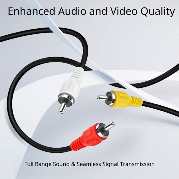 TNP 3 RCA AV Cable - 50 ft Audio Video RCA Cable - 3 RCA Cord Male to Male Connector - Dual Shielded Composite Video Cable Jack Plug for TV, VCR, DVD, Satellite, and Home Theater Receivers - Image 2