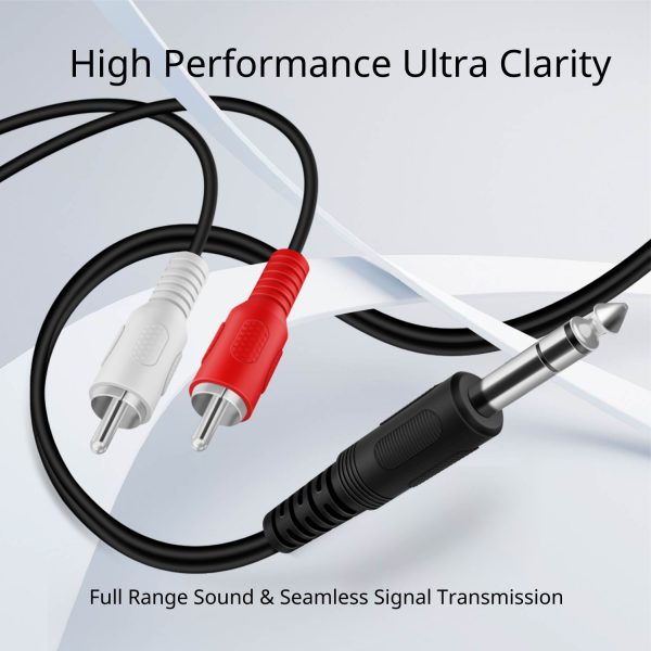 TNP Premium 1/4 Inch (6.35mm) TRS to Dual RCA Cable 3 Feet Balanced TRS Cable 1/4 Inch to 2 RCA Y Splitter, Red and White Male RCA to 1/4 Adapter Headphone Jack - Image 2