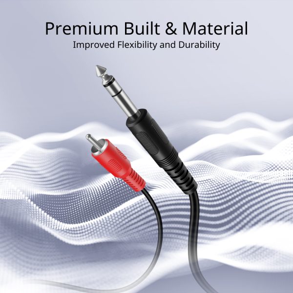 TNP Premium 1/4 Inch (6.35mm) TRS to Dual RCA Cable 3 Feet Balanced TRS Cable 1/4 Inch to 2 RCA Y Splitter, Red and White Male RCA to 1/4 Adapter Headphone Jack - Image 3